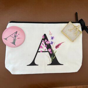 “A” Great Gift Set - Pouch and Brooch